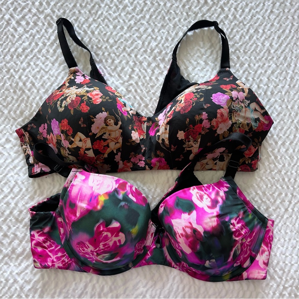 Torrid Floral Print Women's Bras - Black and Pink 40c